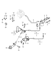 Clutch actuation / Clutch master cylinder / Clutch tube (PR:G0L, 6-speed manual) Cayenne 9PA1 (957) 2007-10