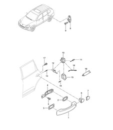 Deurgreep / Deurslot - ACHTER - Cayenne 9PA1 (957) 2007-10