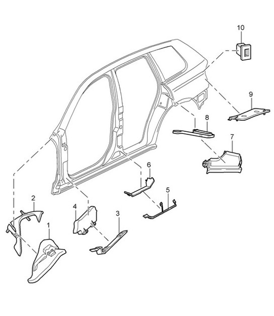 Diagram 807-060 Porsche 957 Cayenne 3.6L 2007-10 Body