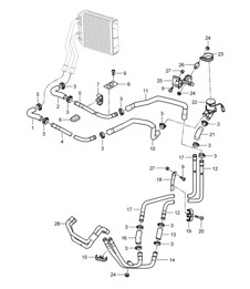 Verwarming / Aanvoerleiding / Retourleiding (PR:D5X,D5V, D5Z) Cayenne 9PA1 (957) 3,6L / 4,8L 2007-10