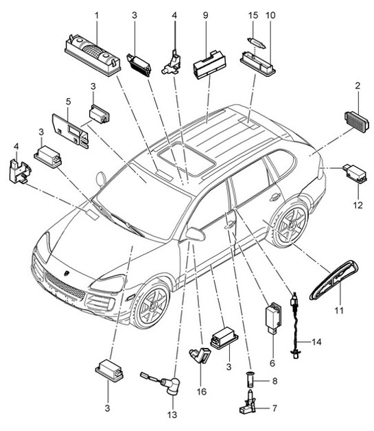 Diagram 903-004 Porsche 卡宴 Turbo 4.5L 2003>> 电子设备