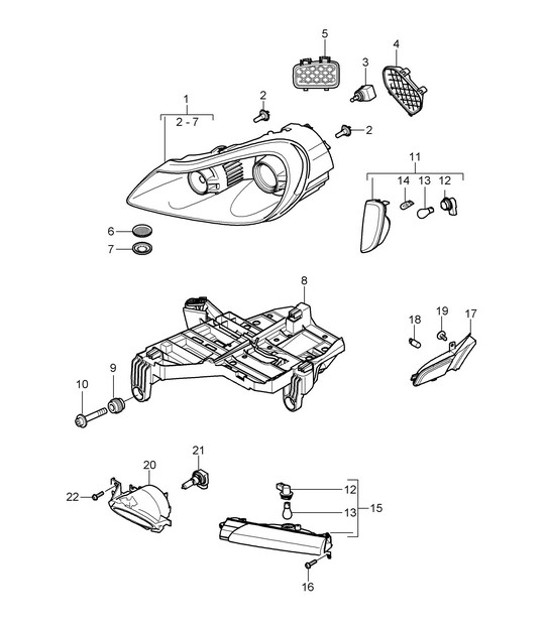 Diagram 905-000 Porsche Cayman S 3.4L 987C 2005-08 Electrical equipment