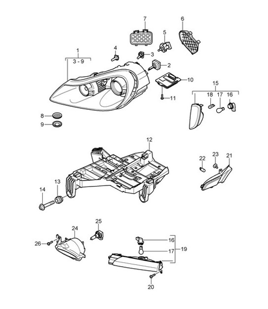 Diagram 905-001 Porsche Panamera Turbo V8 4.8L 电子设备