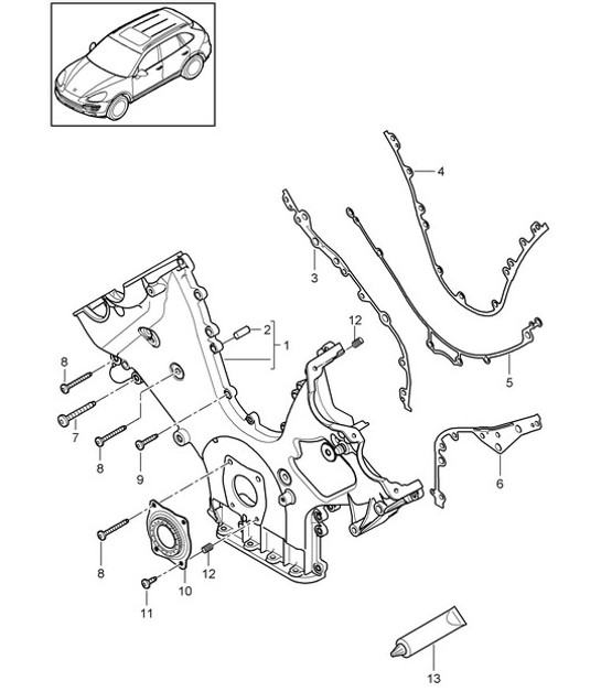 Diagram 101-080 Porsche 开曼 S / R 3.4L 987C MKII 2009-12 引擎