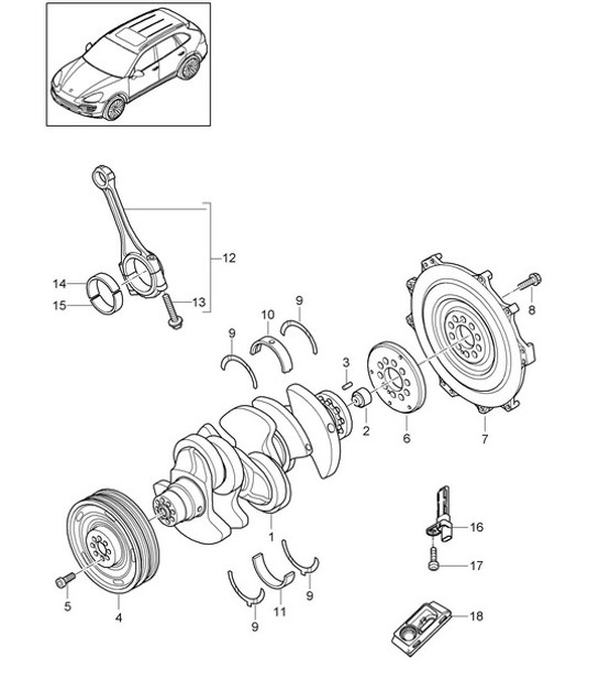 Diagram 102-030 Porsche Cayenne Turbo S V8 4.8L Benzina 550CV Motore