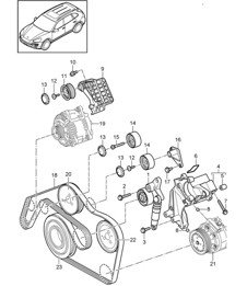 Belt tensioner / Belt drive (Model: 059E) Cayenne 92A (958)  3.0L Diesel >>05/2011