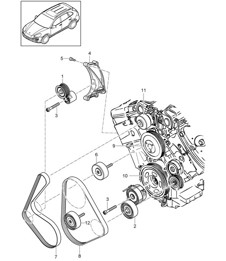 Belt tensioner / Belt drive (Model: 06EC,CGEA, CGE,CGFA,CJT) Cayenne 92A (958) 3.0L HYBRID  2011-18