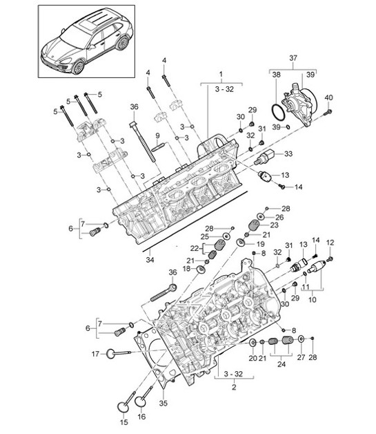 Diagram 103-002 Porsche Cayenne Turbo S E-Hybrid V8 4.0L 550Hp 