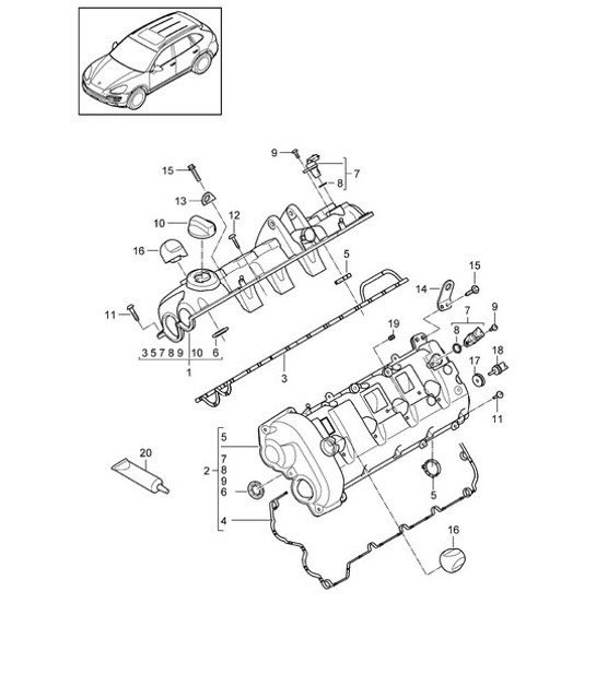Diagram 103-020 Porsche Cayenne MK2 (957) 2007-2010 Moteur