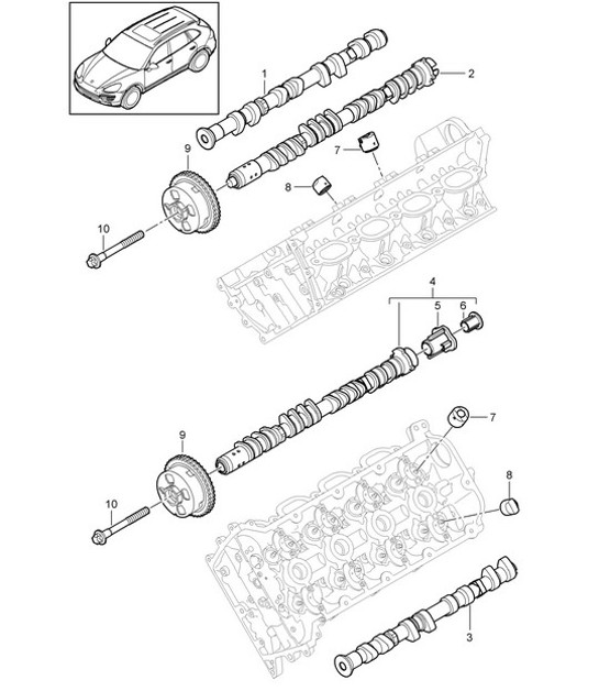 Diagram 103-050 Porsche Panamera Turbo S V8 4.8L Moteur