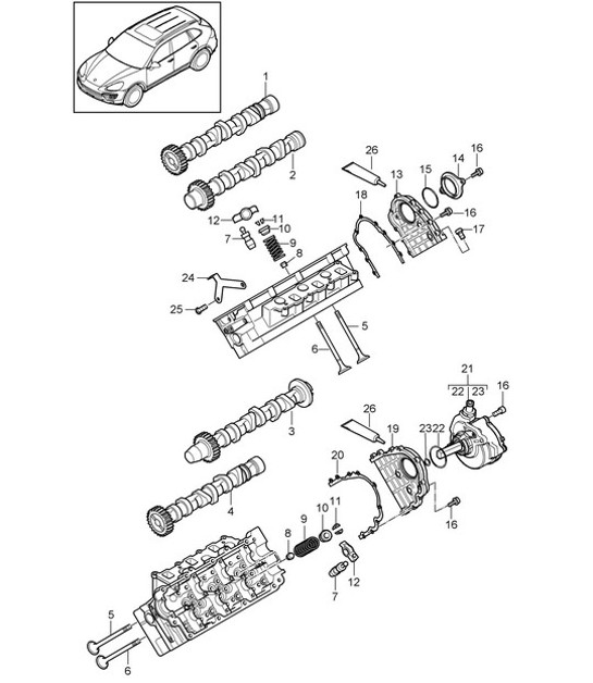 Diagram 103-060 Porsche 996 C4 3.4L 1997-08/01 Motor