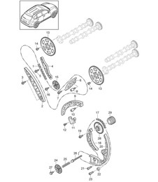 Distributieketting / Glijrail / Kettingspanner / Kettingwiel (Model: CRCA,CRCB, CNRB,CVVA, CVVB,CVVC) Cayenne 92A (958) 3.0L Diesel 05/2011-2018