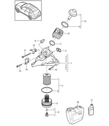 Filtro olio/Console/Radiatore olio (Modello: 5502) Cayenne 92A (958) 3.6L &gt;&gt;2011
