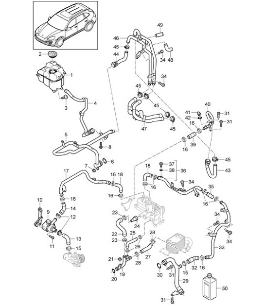 Diagram 105-045 Porsche Panamera S Hybrid V6 3.0L Motore