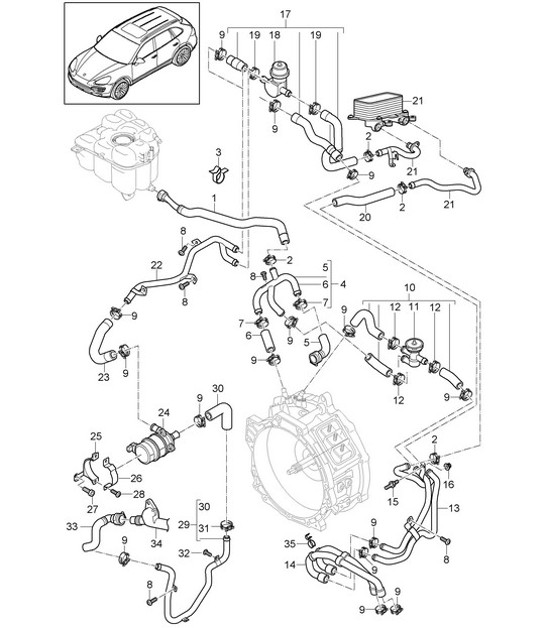 Diagram 105-065 Porsche Cayman S 3.4L 987C 2005-08 Motore