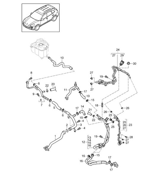 Diagram 105-085 Porsche 991 Cabriolet 4 3.0L (370 ch) Moteur