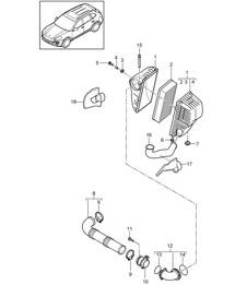 Air filter with connecting parts (PR:D34) Cayenne  92A (958) 3.6L 2011-18