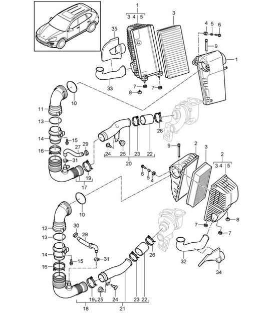 Diagram 106-050 Porsche 卡宴 92A（958） 2010-2017 引擎