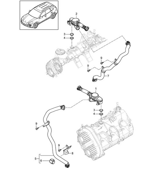Diagram 107-007 Porsche 卡宴 S 4.5L V8 2003 年>> 引擎