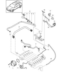 节气门适配器 / 燃油箱通风装置 / 曲轴箱壳体通风装置 (型号：5502、CEYA) Cayenne 92A (958) 2011-18