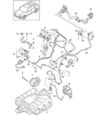 Adaptateur papillon / Ventilation pour réservoir de carburant / Conduite de dépression (Modèle: 06EC,CGEA, CGE,CGFA,CJT) Cayenne 92A (958) 3.0L HYBRID 2011-18