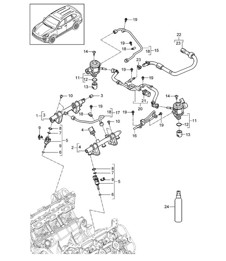 Fuel collection pipe / high-pressure injector / high pressure pump (Model: CURA,CUR, CXZA,CXZ)  Cayenne 92A (958) 3.6L 2011-18