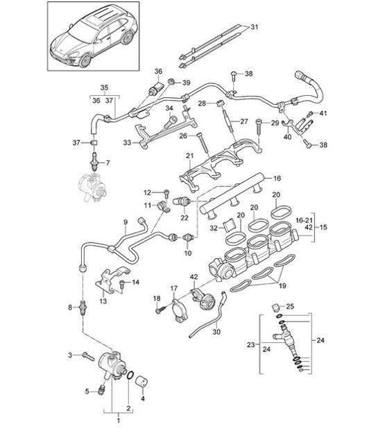 Diagram 107-040 Porsche 997 MKII Carrera C4 3.6L 2009> Motor