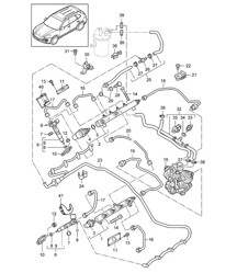 Fuel collection pipe / Fuel line / high-pressure injector (Model: CUDB,CUDC) Cayenne 92A (958) 4.2L DIESEL 2011-18