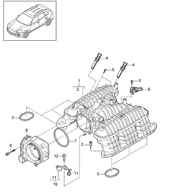Diagram 107-052 Porsche 991（911）MK1 2012-2016 年 引擎