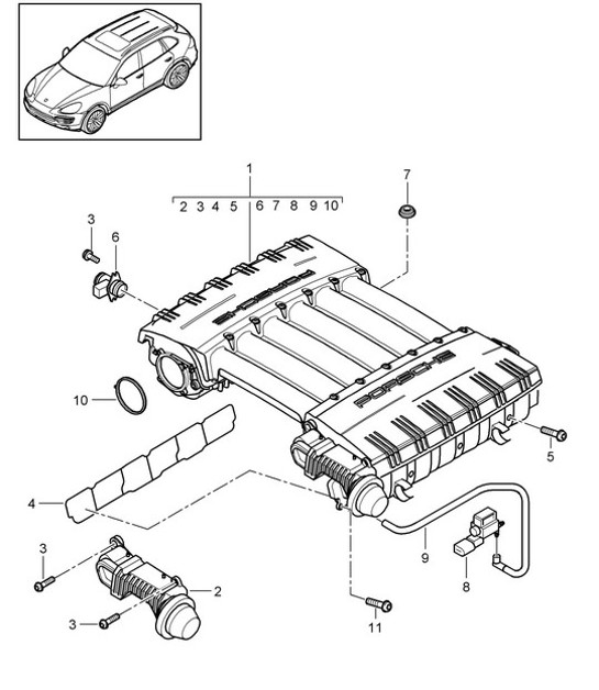 Diagram 107-055 Porsche 996 C4 3.6L 09/01-2005 Motor