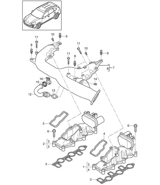 Diagram 107-060 Porsche 卡宴 Turbo S 4.5L 2006>> 引擎