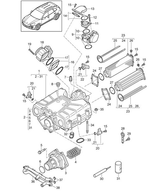 Diagram 107-065 Porsche Macan benzina 2.0L V4 237Bhp Motore