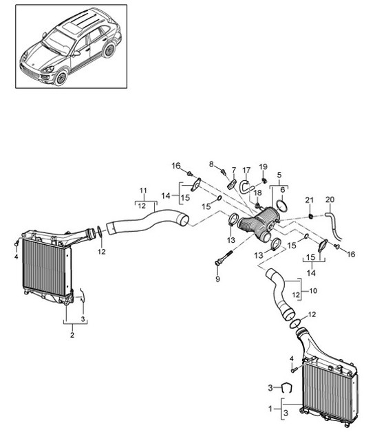Diagram 107-072 Porsche 958 Cayenne S V8 4.2L Diesel 382HP 2010-17 Engine