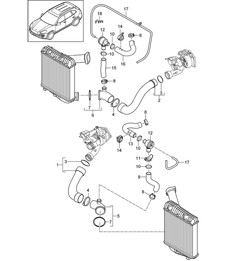 Charge air cooler / Pressure pipe (PR:D58,DT1, DT5) Cayenne 92A (958) 4.8L 2011-18