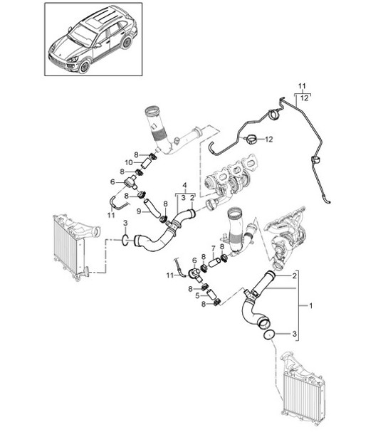 Diagram 107-082 Porsche Cayenne Turbo 4.5L 2003>> Motore