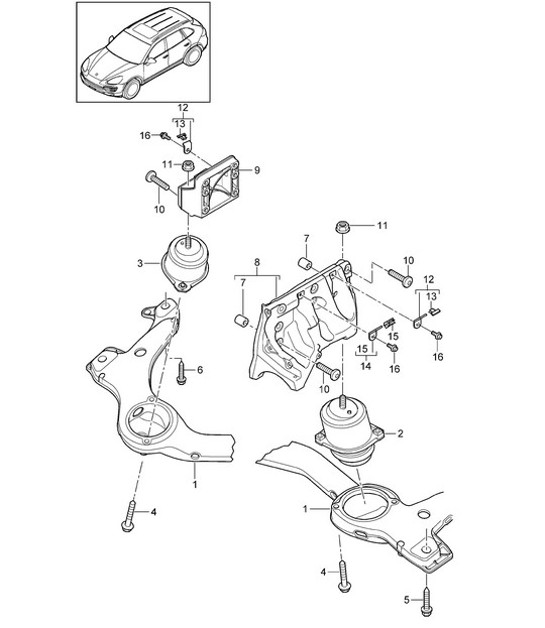 Diagram 109-010 Porsche Cayenne MK3 (958) 2010-2017 Moteur