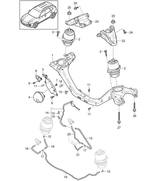 Diagram 109-050 Porsche Cayenne Turbo S V8 4.8L 汽油 550HP 引擎