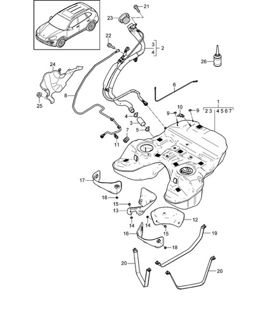 Diagram 201-002 Porsche 911 1984-1986 3.2L Fuel System, Exhaust System