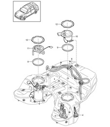 Réservoir de carburant / Pompe à carburant / Pompe à jet d'aspiration (PR:2G1,2G3, 2G4,2G7,2G8, 0K3) Cayenne 92A (958) 3.0L HYBRID 2011-18