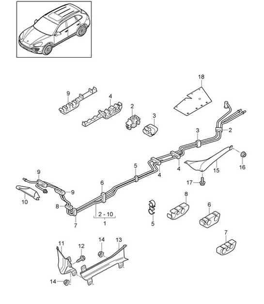 Brandstofsysteem / Brandstofleiding / Bodemplaat (PR:2G1,2G3, 2G4,2G7,2G8) Cayenne 92A (958) 2011-18