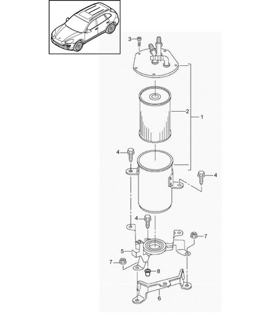 Diagram 201-035 Porsche Panamera 970 MK2（2014-2016年） 燃油系统、排气系统