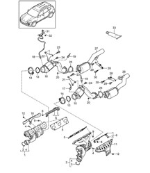 Exhaust system / Exhaust gas turbocharger / Catalytic converter / Lambda probe (PR:DU2,DU3) Cayenne 92A (958) 3.6L 2011-18