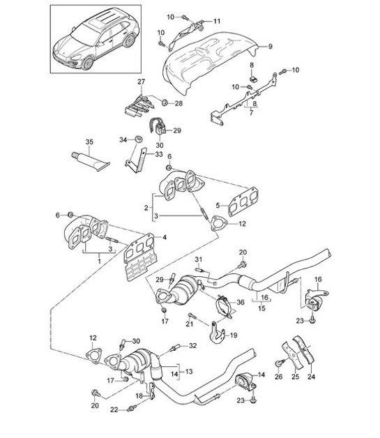 Diagram 202-010 Porsche 996 C2 3.6L 09/01-2005 Sistema de combustible, sistema de escape