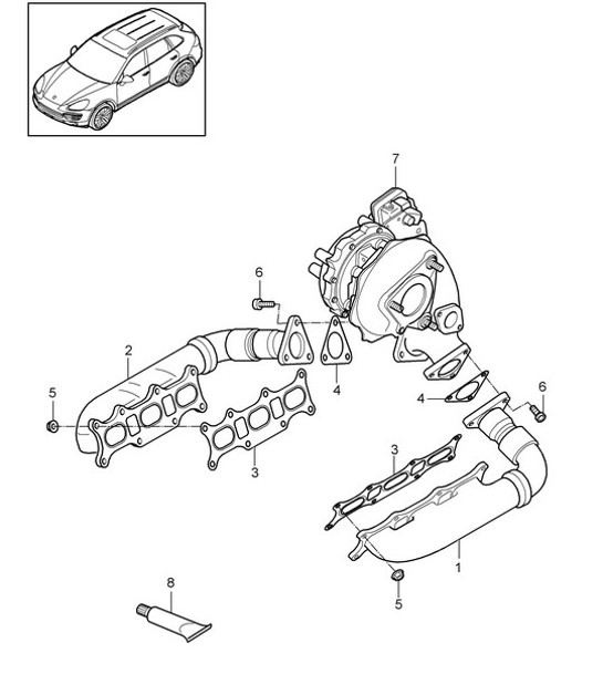 Diagram 202-017 Porsche Cayenne S V8 4.8L Petrol 400HP Fuel System, Exhaust System