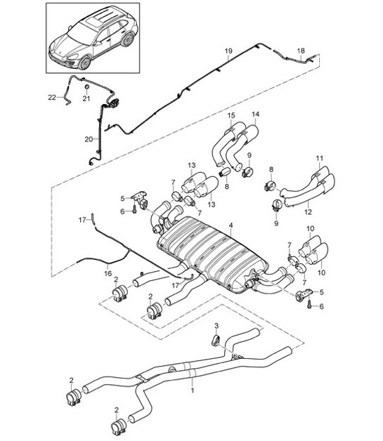 Diagram 202-035 Porsche Cayman S 3.4L 987C 2005-08 Sistema di alimentazione, sistema di scarico