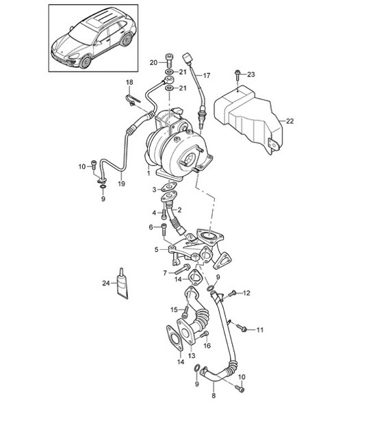 Diagram 202-070 Porsche Cayenne 3.0L Diesel 2007>> Fuel System, Exhaust System