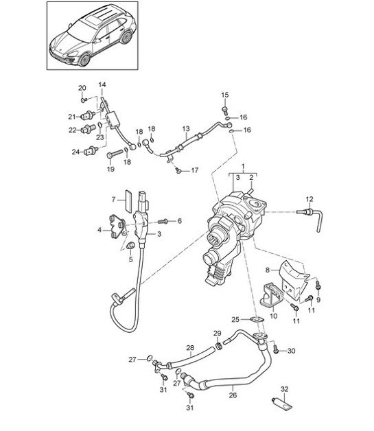 Diagram 202-085 Porsche Cayenne MK1 (955) 2003-2006 Sistema de combustible, sistema de escape