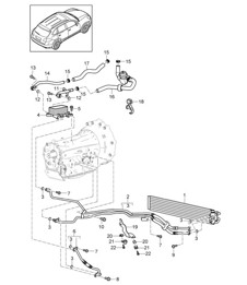 Tiptronic / Gear oil cooler / Radiator / Oil pipe (PR:D50,D43, D1V,DV7,D51) Cayenne 92A (958) 3.0L DIESEL 2011-18
