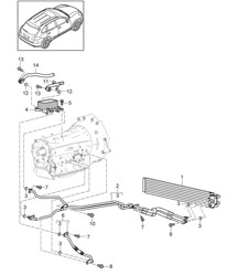 Tiptronic / Refroidisseur d&#39;huile de transmission / Radiateur / Tuyau d&#39;huile (PR:D19,G1G) Cayenne 92A (958) 3.0L HYBRID 2011-18