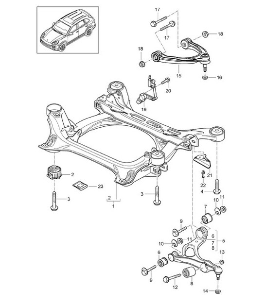 Diagram 401-001 Porsche 996 (911) (1997-2005) Front Axle, Steering 